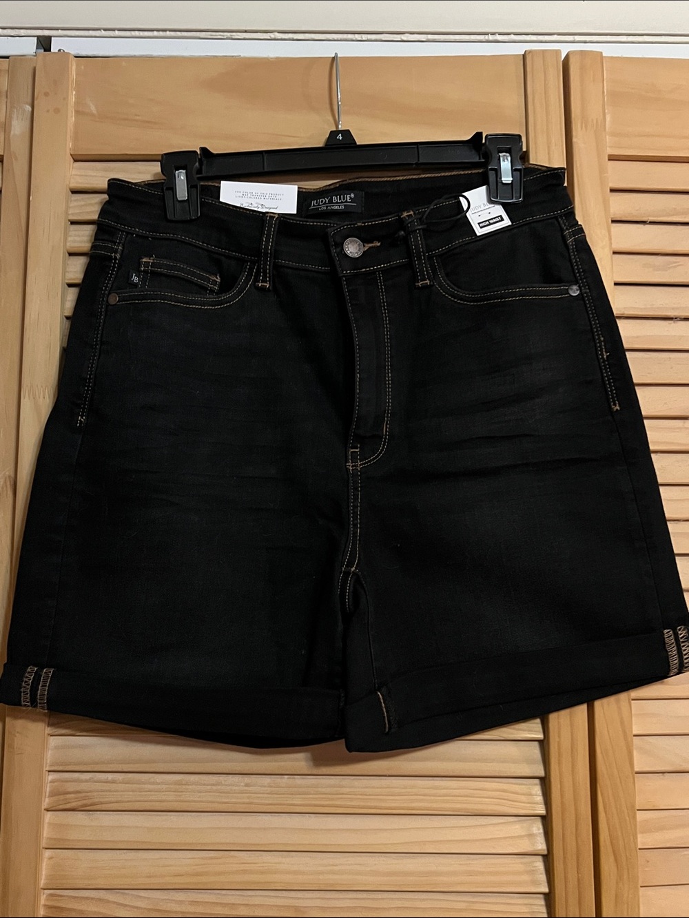 Judy Blue Black High-Rise Cuffed Denim Shorts-NWT